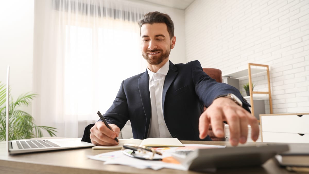 Guy busy with tax returns